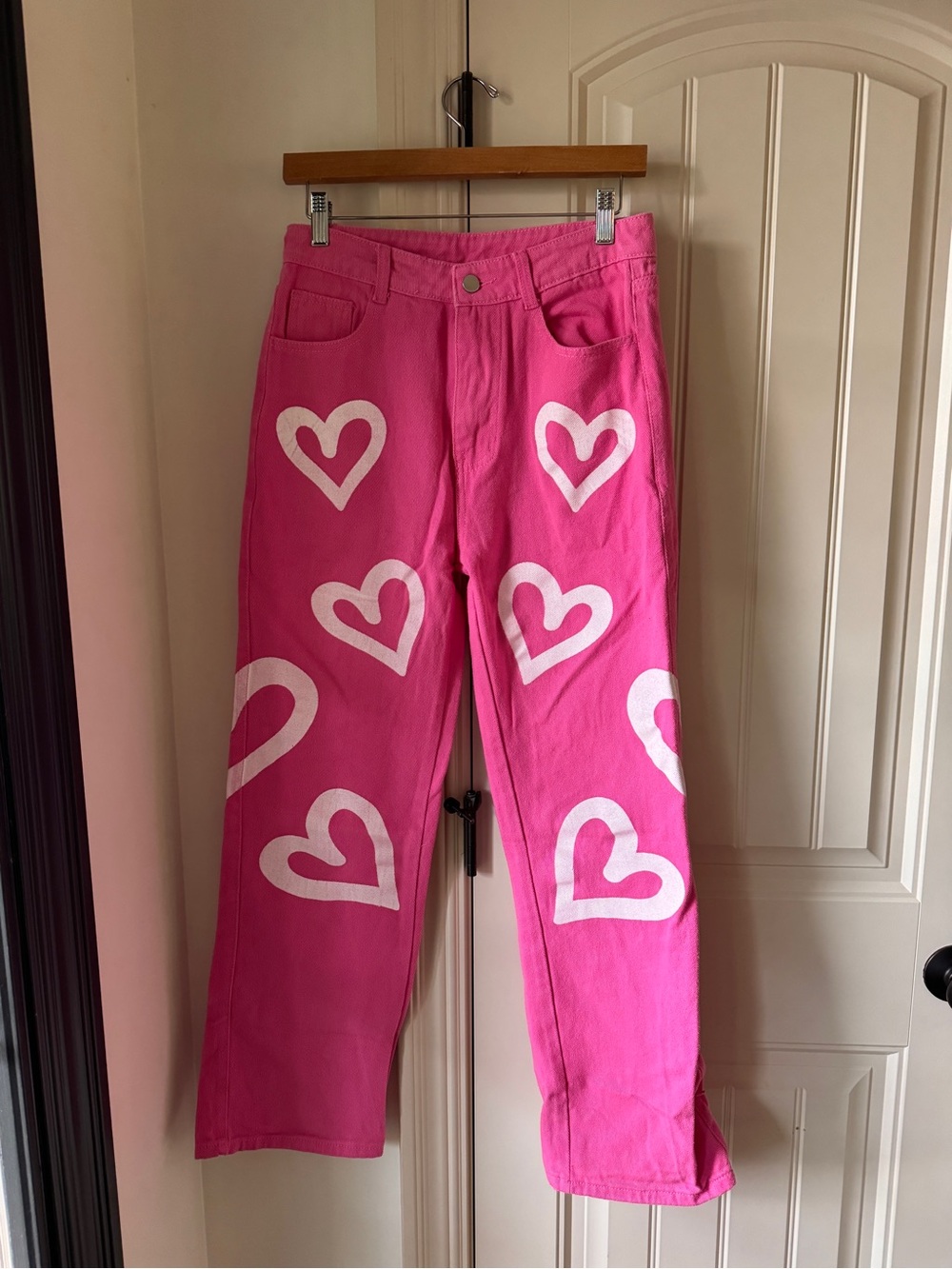 Pink Heart Print Women’s Jeans
